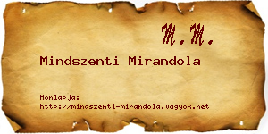 Mindszenti Mirandola névjegykártya